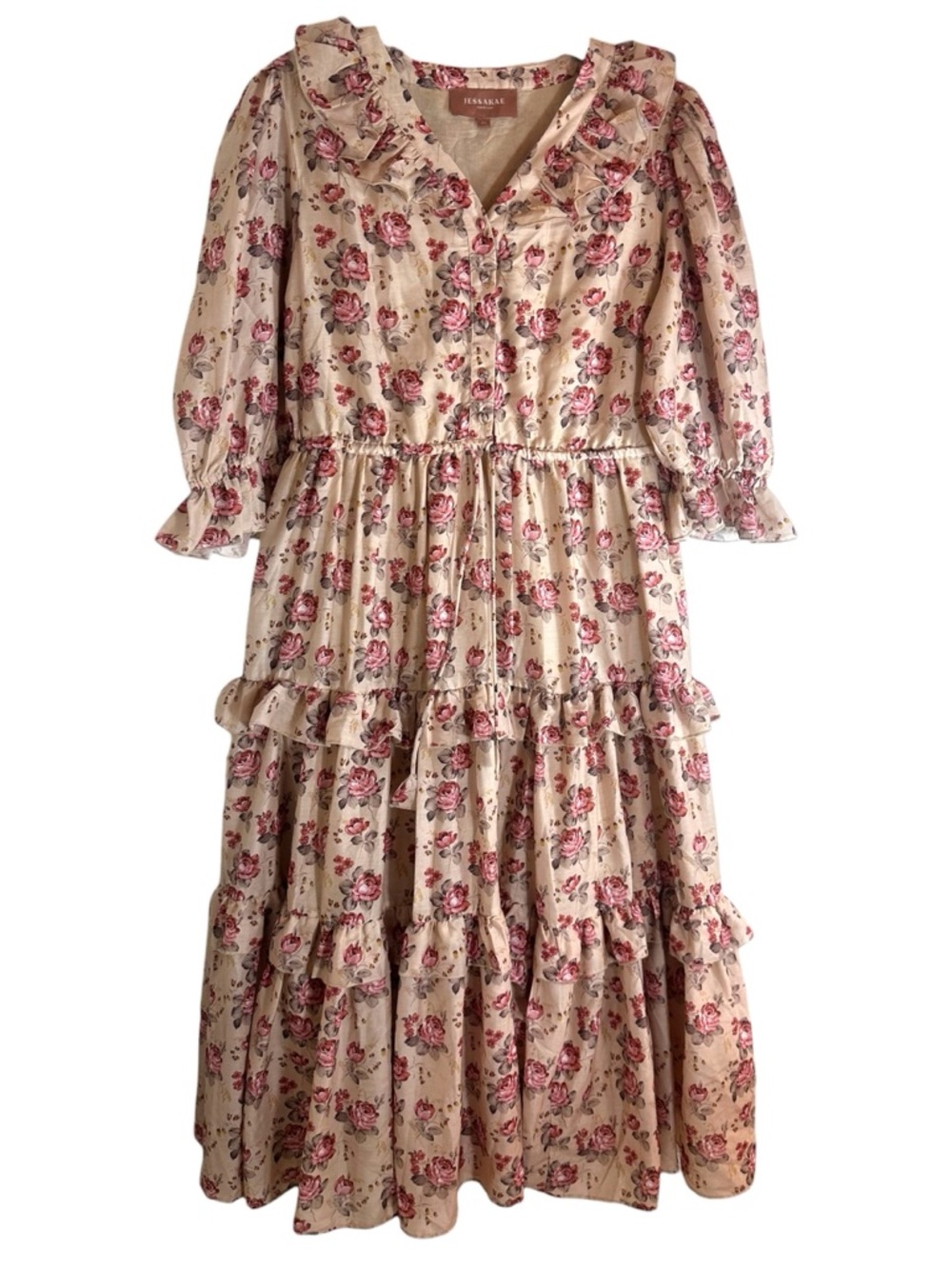Jessakae Floral Ruffle Maxi Rosalie Dress Size XL - Picture 3 of 11